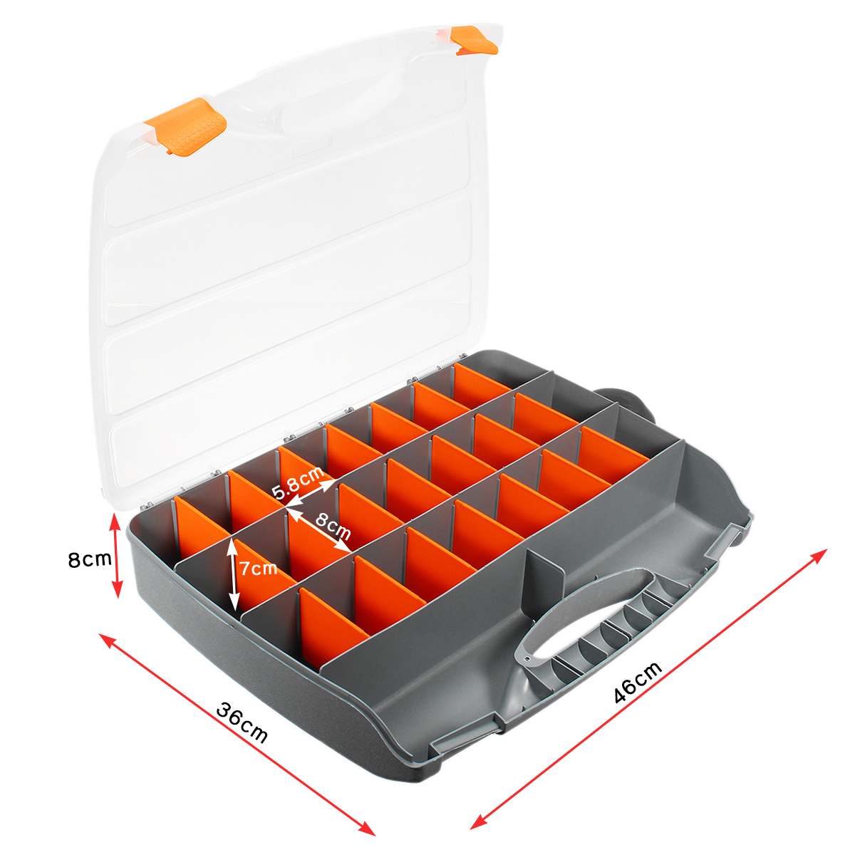 Tool Organiser Compartment Box Case Storage Screw Nail Nut Bolt 3 Sizes Lightweight Removable Polypropylene: G460