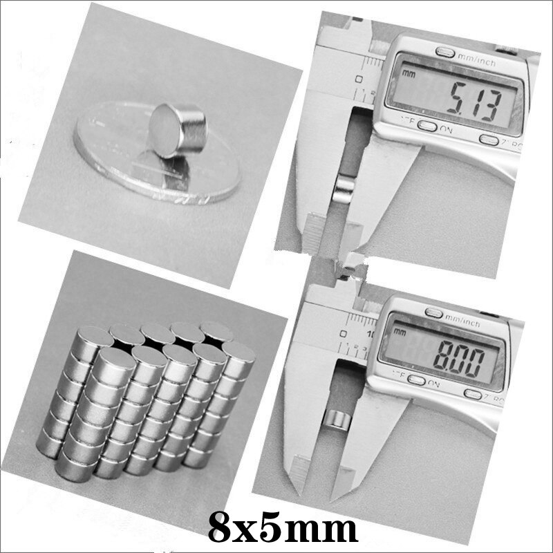 Disco magnético redondo pequeño de neodimio, imán potente permanente NdFeB de 8x5mm, 8x5mm, 10 a 250 unidades, N35