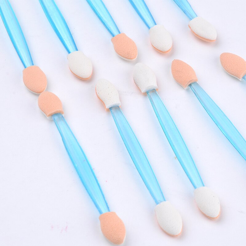 10 Stuks Make-Up Double-End Oogschaduw Wenkbrauw Make-Up Spons Applicator Tool Willekeurige Kleur Set