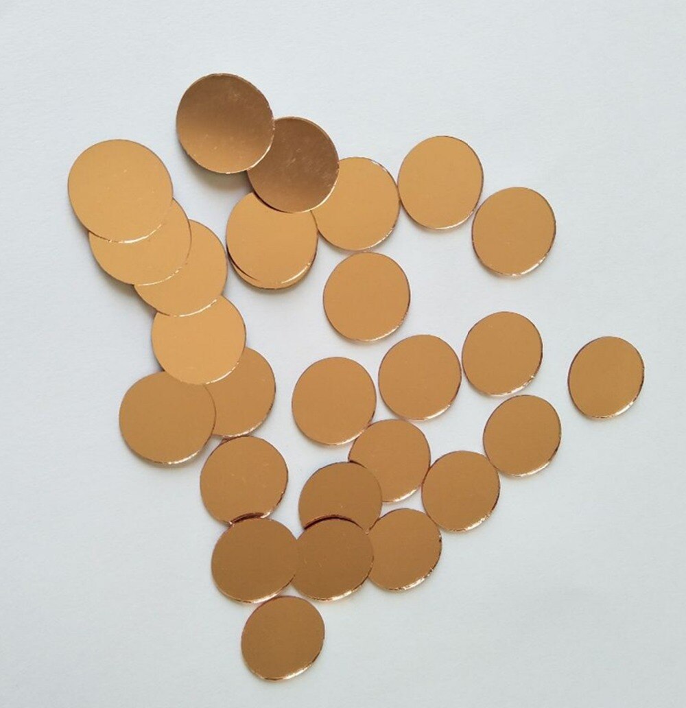 Lichtroze gouden mini ronde glazen spiegel mozaïektegels , 2cm ronde glazen spiegels , 100 stuks/partij