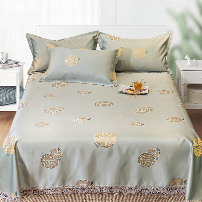 Peter Khanun Zomer Beddengoed Set Ijs Zijde Laken Kussensloop 3 Pcs Zomer King Queen Size Bed Linnen Opvouwbare Mat 070: BS-1001 / 150x200cm