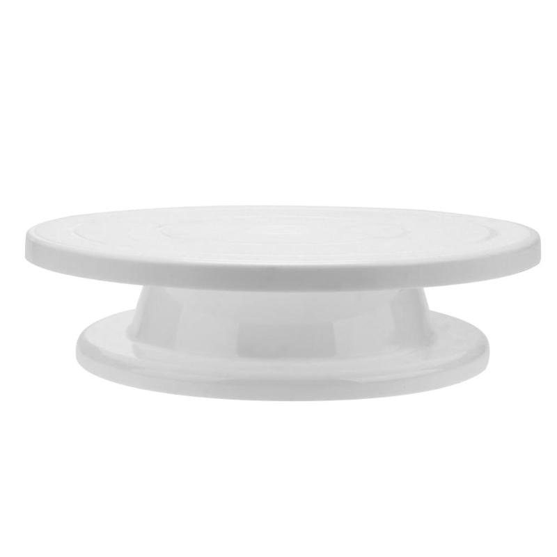 Plastkaka monteringsbord bärbart stabilt kakfat diy montering roterande stativ diy tårtställ bakverktyg (vit)