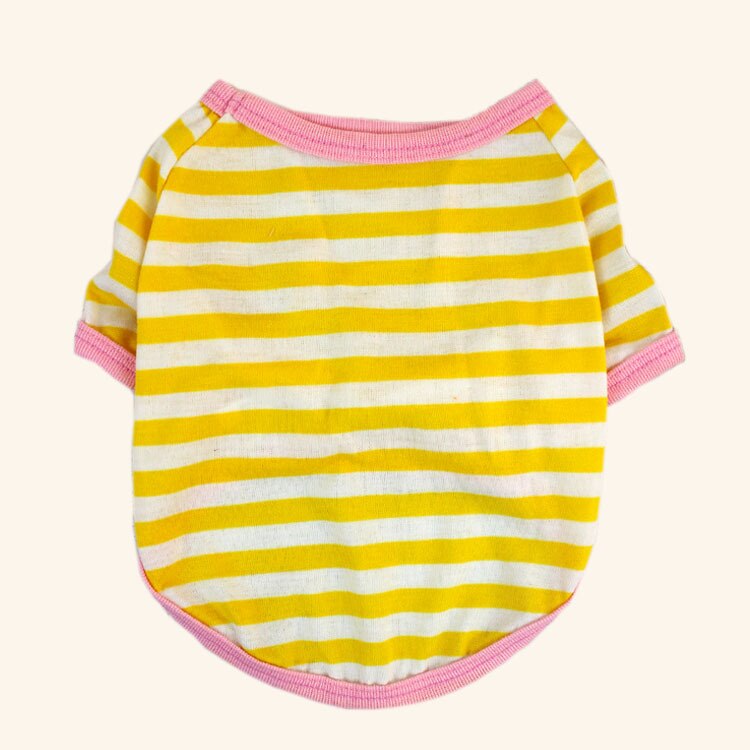 De rayas de verano perro camiseta chaleco ropa para mascotas para pequeños perros Yorkshire Terrier Shih Tzu camisas cachorro gato ropa de chaleco para perro: S 1.5KG-2.5KG / Yellow