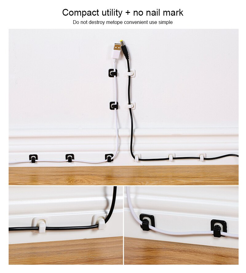 Fixing Clamp Table Top Wall Wire Fixing Self-adhesive Wire Clip Wire Netting Wire Finishing Clip Wire Management Home Accessory