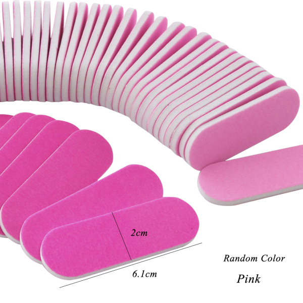 Mini lixa de unha para manicure, lima de beleza completa, pequena colorida, tampão rosa de flores finas, ferramentas de manicure e esponja para arte de unha, 20 peças cha22: Rosa