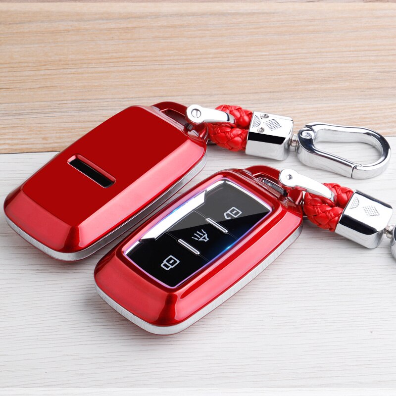 Chery Carbon Fiber Abs Key Case Voor Jetour X70 X90 X95 3 Knoppen Smart Remote Fob Cover Sleutelhanger Protector Bag