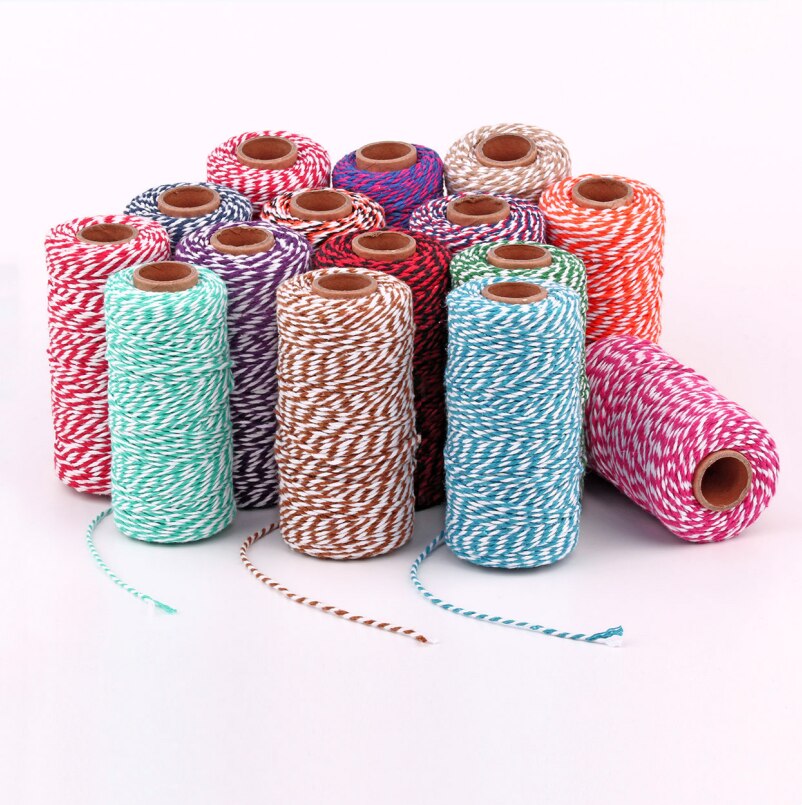 Hilo de algodón colorido para manualidades, hilo de macramé, para envolver , decoración de boda, 100 m/rollo