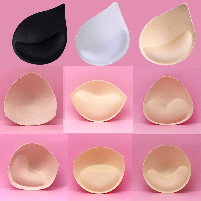 2 pares de almohadillas para sujetador de realce de inserción triangular/redonda, potenciador extraíble, almohadillas para sujetador para mujer, esponja de espuma suave, traje de baño, almohadillas para Bikini