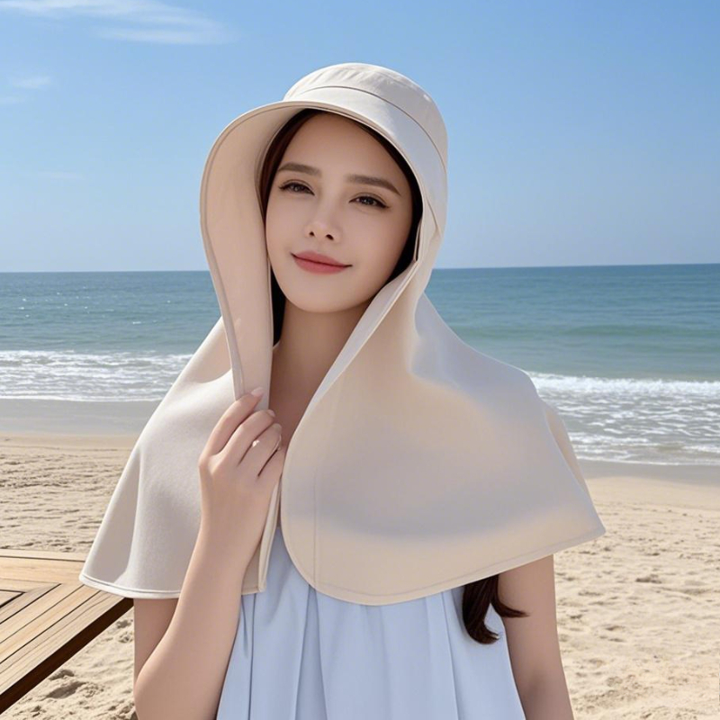 1/2/3 Uds. Sombrilla de protección solar de verano para mujer, sombrero con protección UV, sombrero para cubrir la cara de ala grande, máscara facial, sombrero con protección para el cuello