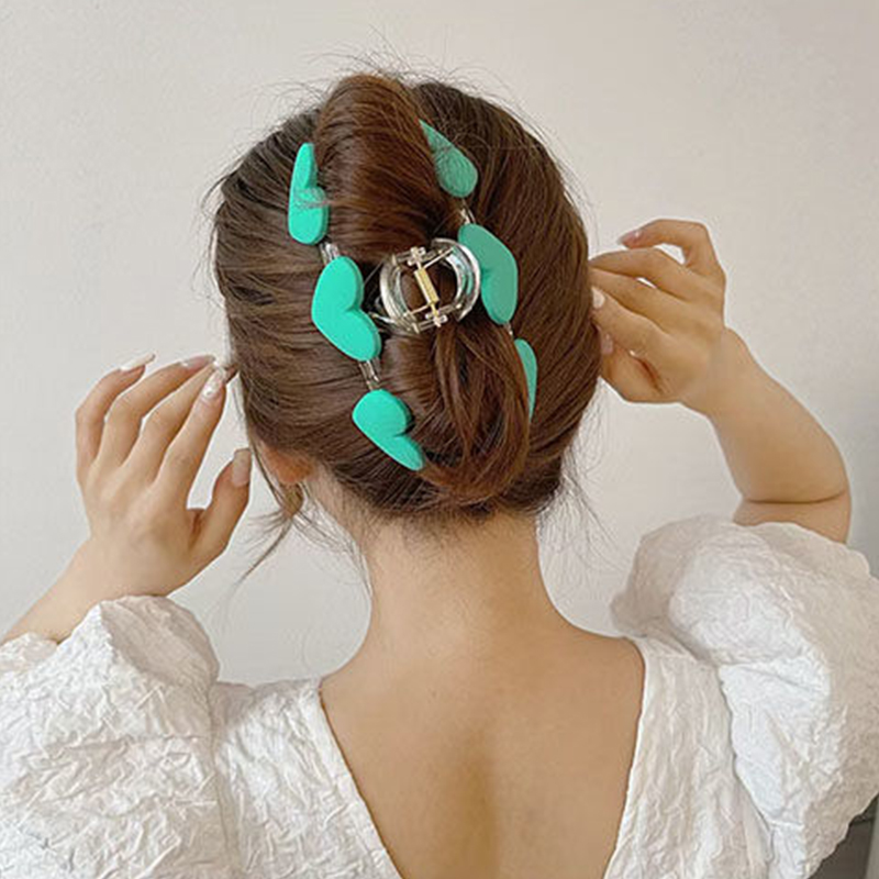 H:HYDE Acryl Hairdres Frauen Haar Krallen Zurück von Kopf Krabben Schellen Klaue Clips Mädchen Süssigkeit Farbe Herz Haar Clips