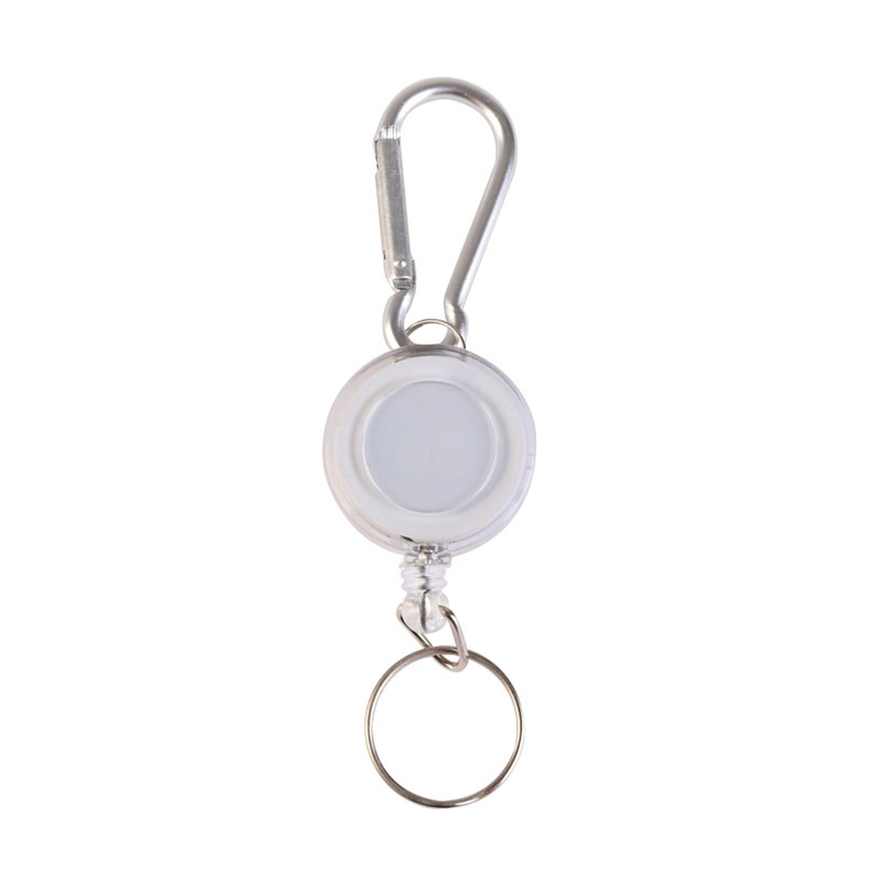 Portable Fly Fishing Rope Tape Measure Tool Retractor Keychain Retractable Reel Badge Holder Fly Fishing Carabiner Clip: White