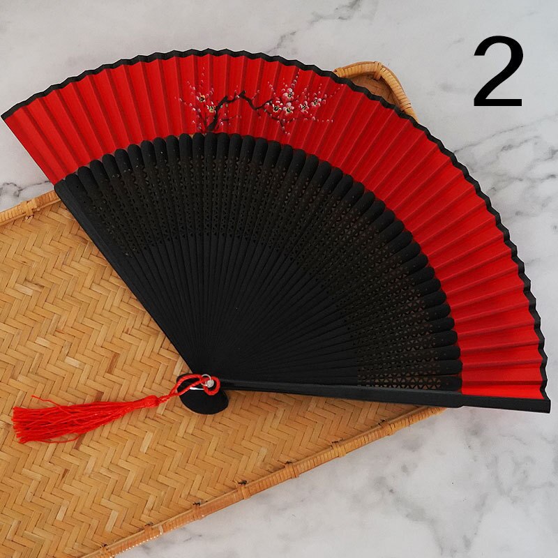 Chinese Stijl Rood Zwart Vintage Hand Fan Folding Fans Dance Wedding Party Favor Chinese Dance Party Vouwen Fans Bamboe: 2
