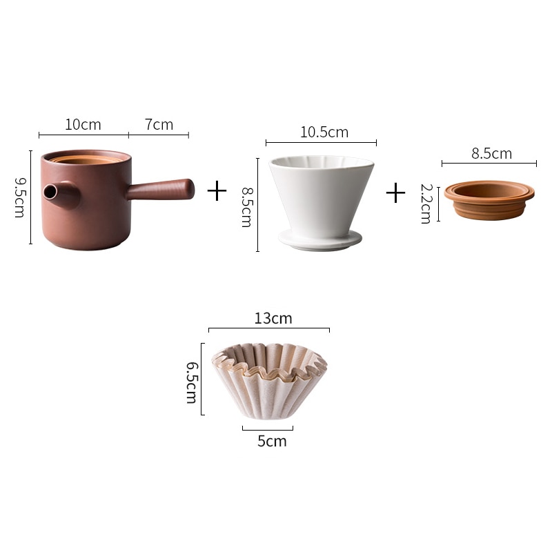 Ensemble de tasses filtre à café en céramique | Fait à la main de 450ml, ustensiles ménagers portables pour le café, accessoires de cuisine
