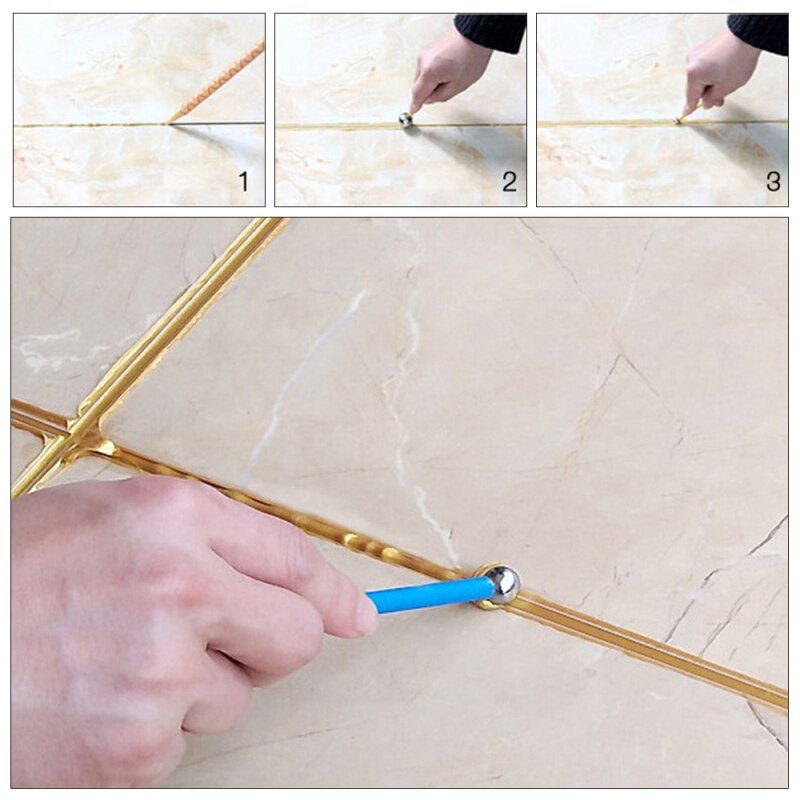 4Pcs/Set Double Steel Tile Pressed Ball Stick Ceramic Floor Grout Repairing Stick Grout Glue Gap Scraping Construction Tools