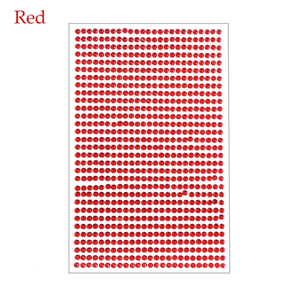 3mm diy krystaller rhinestones bilindretning mærkat styling tilbehør mobil / pc kunst diamant selvklæbende klistermærker dekor mærkat: Rød