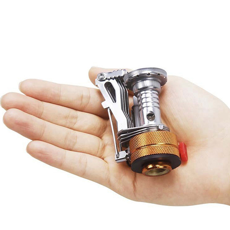 Estufa de Camping portátil pequeña, estufa de Gas plegable, ajustable, resistente a la corrosión, ligera