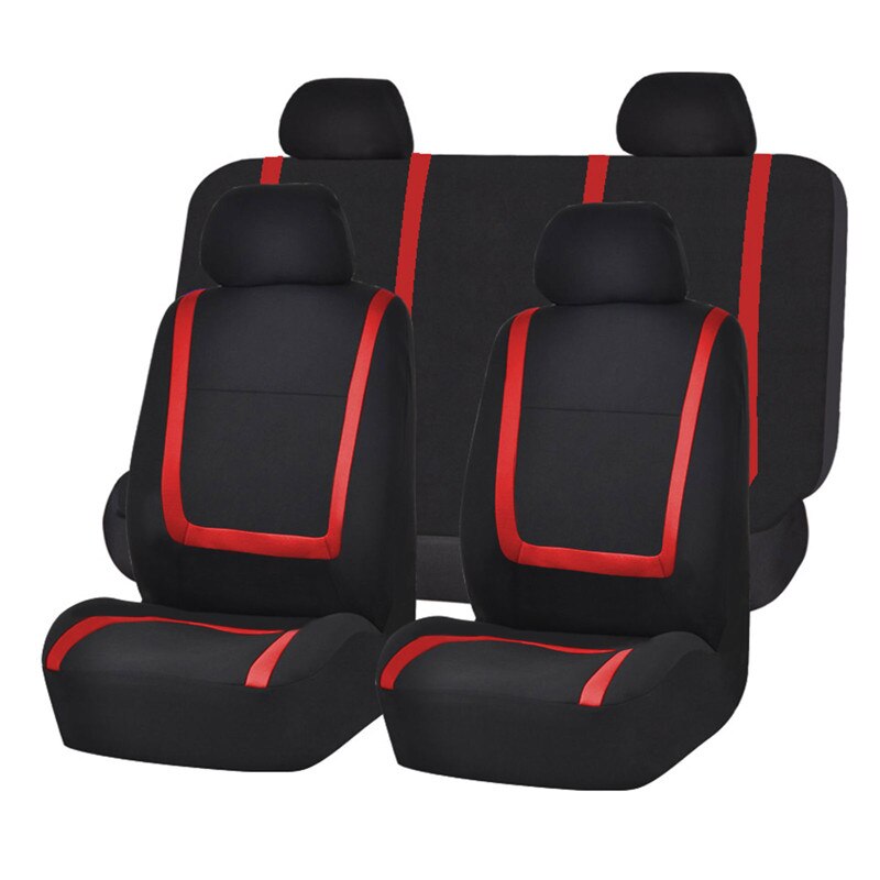 Universal- Auto Sitzbezüge einstellen Airbag Stoff passen Meisten Marken Fahrzeug Innen Zubehör Sitzbezüge Auto Auto Sitz Schutz: 5 Sitze rot Schwarz