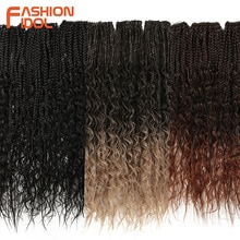 IDOL Micro Box Braid 24 inch Crochet Braids Synthetic Hair Curly Crotchet Hair Extensions Ombre Brown Twist Hair Braids