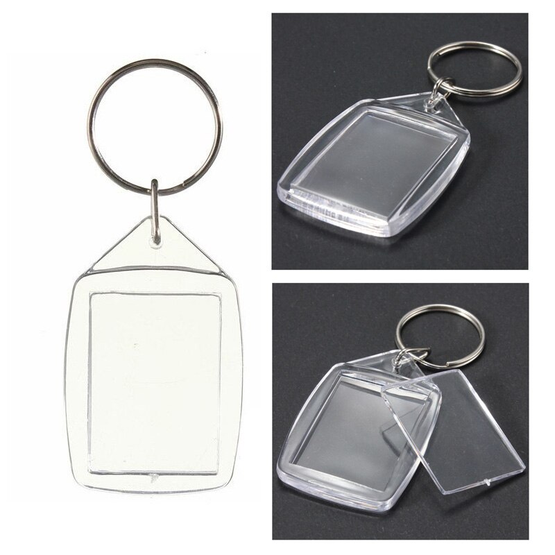 50x Clear Acryl Plastic Blanco Sleutelhangers Insert Paspoort Foto Sleutelhanger Keyfob