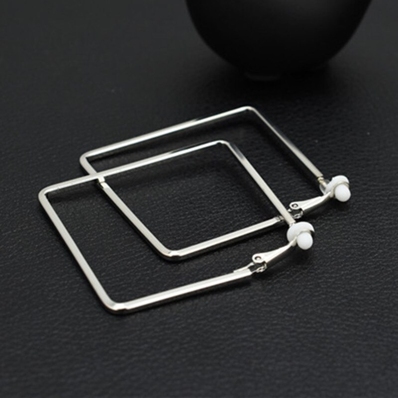 Clip On The Ear Without Piercing Earrings for Women Jewelry Fine Accessories Non Pierced Girl Students Ladies Earrings: silver clip 5cm