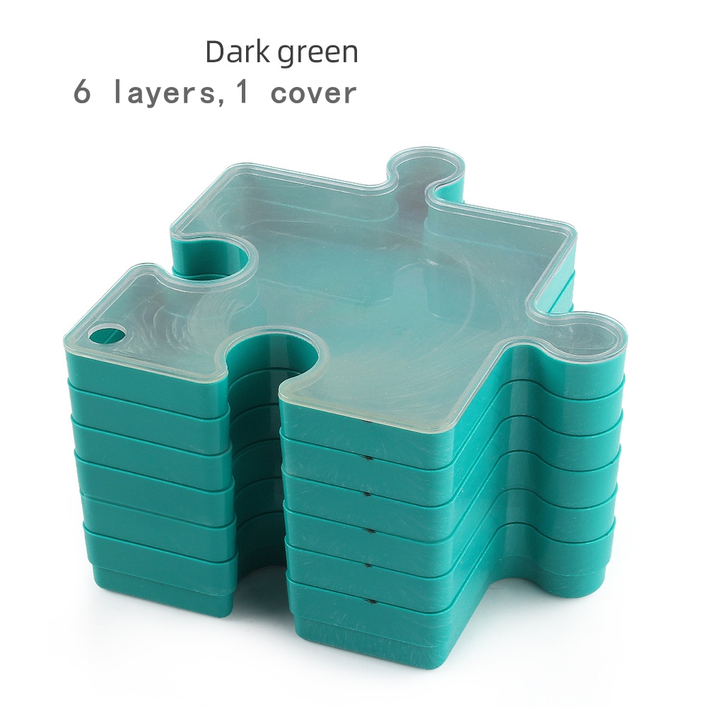 Puzzle Storage Box with 6 Layers for Classified Organization (only storage box,without puzzles): green
