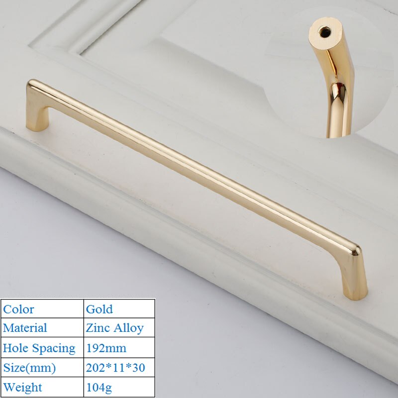 Modern Minimalist Cabinet Push Pull Handle Jane European Imitation Gold Drawer Wardrobe Door Handle Furniture Hardware Knobs: Gold 6197-192mm