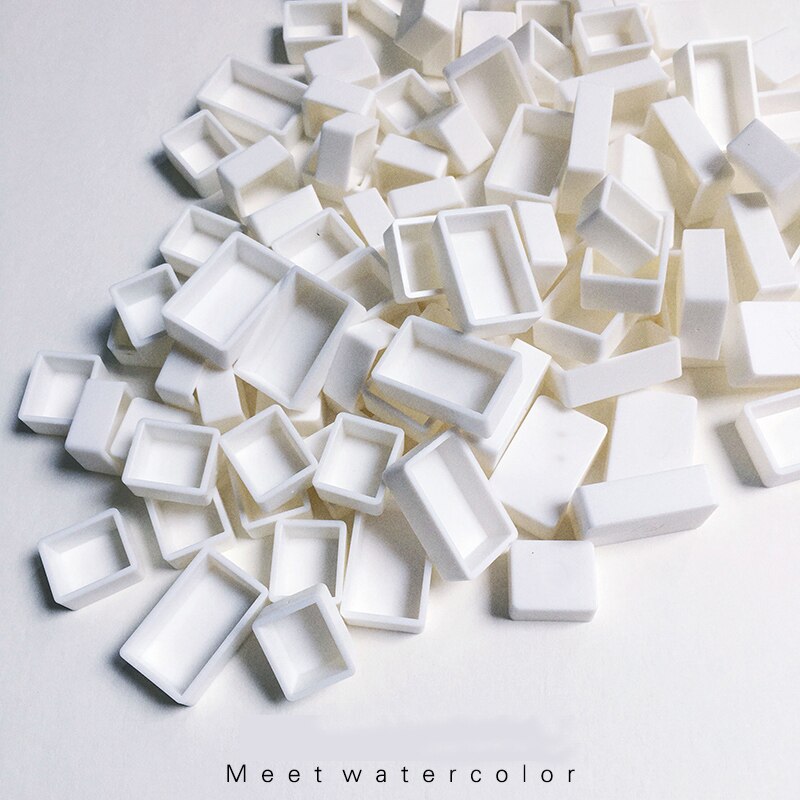 6/12/24/36/48Pcs Empty Half/Full Pan White Half Pans Paint Plastic Watercolor Paint Grid Half Pans Artists Palette Art Supplies