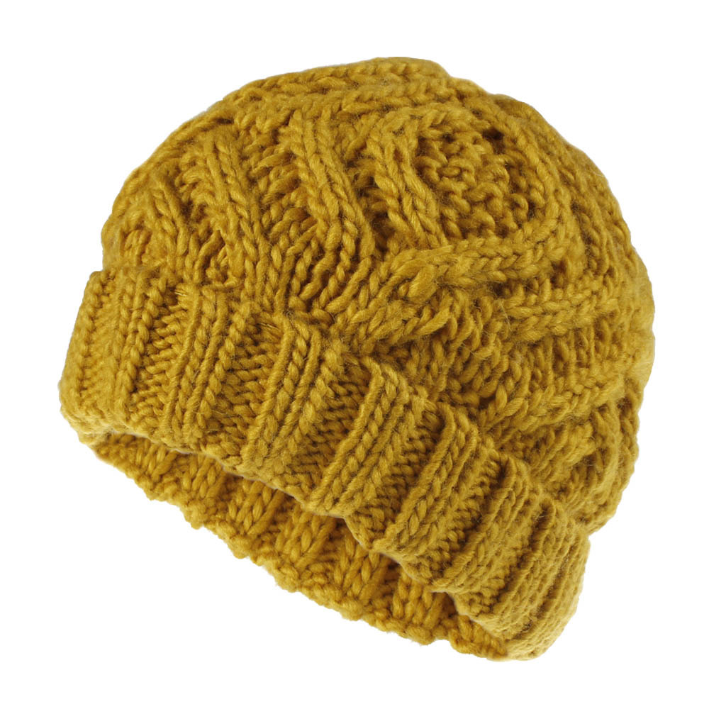 Gorro de lana para mujer gorro de tejido de lana suave cuadrado en forma de diamante Otoño e Invierno cálido