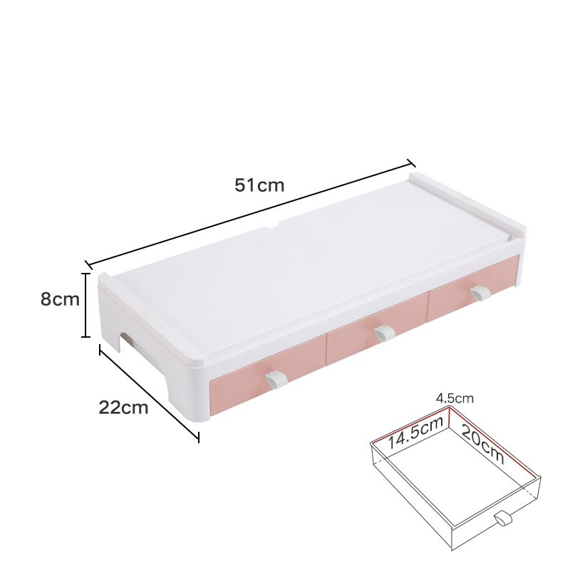 Multifunction Monitor Stand Table Desktop Computer Screen Riser Lockers Desk Organizer Stationery Books Storage Office Supplies: Single pink