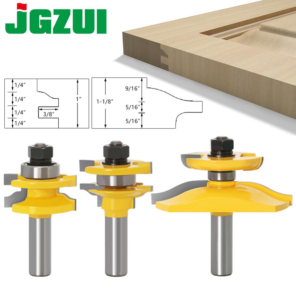 3pcs 1/2" Shank Rail & Stile Ogee Blade Cutter Panel Raised Cabinet Router Bit Set Door Tenon Woodworking Tools