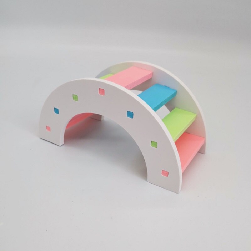 1PCS Hamster Toys Wooden Rainbow Bridge Toys Small Animal Activity Climb Toy DIY Hamster Cage Accessories Pet Supplie: Colourful