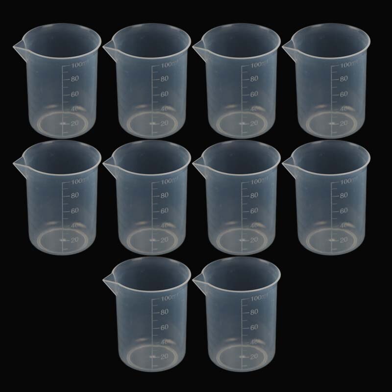 2/10pcs 100mL Clear Plastic Measuring Cup Jug Beakers Kitchen Laboratory Gadgets