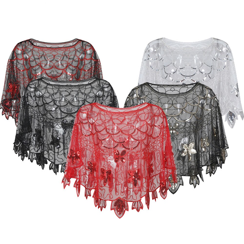Lady Sequin Luxury Shiny Party Cape Women Bling Bling Amazing Evening Shawl Celebrity Formal Event Accessory Black