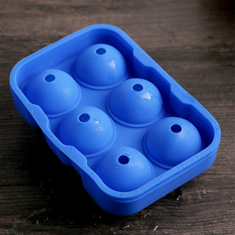 Machine à glaçons pour cocktails de whisky, moule à glaçons à 6 trous, bac à glaçons, grande sphère ronde, machine à glaçons en silicone, accessoires de cuisine pour bar: Bleu
