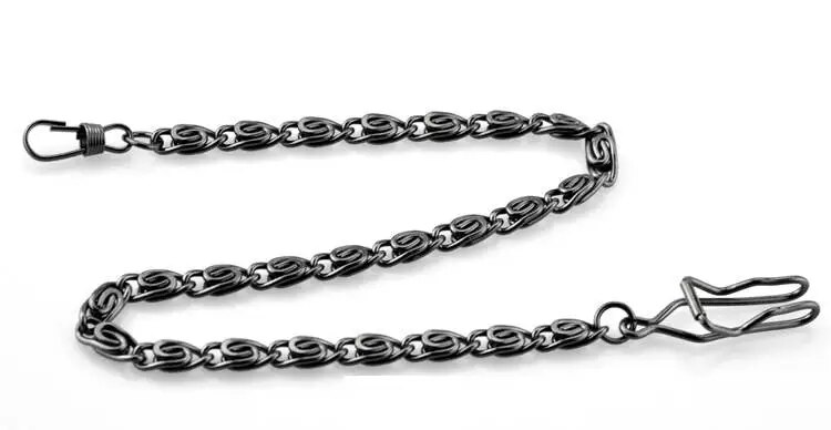 Rustfrit stål kæde vintage 37.5cm halskæde til mænd eller kvinder smykker tilbehør lommeur kæde: Sort