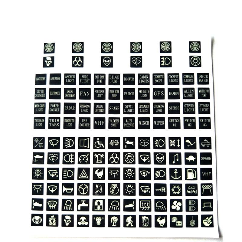 Car Sticker Window Button Circuit Panel Decal Truck Instrument Decoration Rocker Switch Label PVC Luminous Decals Car Styling