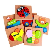 Uddannelse intellektuel hånd gribebræt puslespil trælegetøj til barn tegneserie dyr puslespil børn baby tidligt puslespil legetøj
