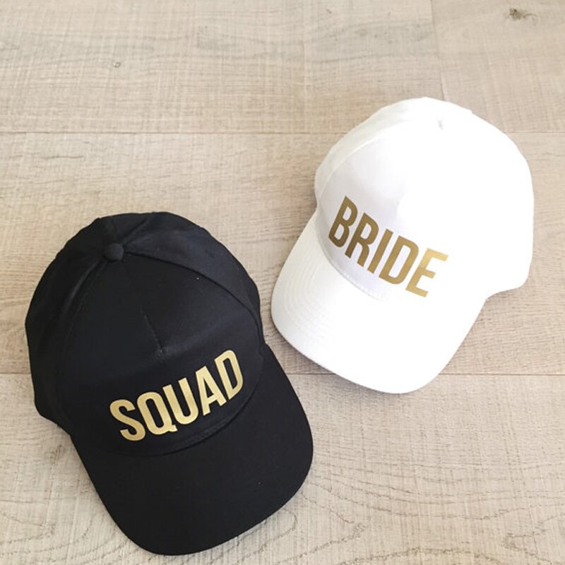 BRAUT Kader Baseball Kappen Goldene drucken Neue Stil Hüte Frauen Hochzeit Preparewear Weiß Schwarz Junggeselle Party Sommer Liebhaber Hüte