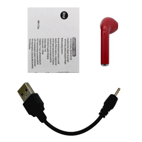 In-ear I7 i7s TWS auriculares inalámbricos Bluetooth auriculares con micrófono para teléfonos apple xiaomi huawei con cables: Red Right ear