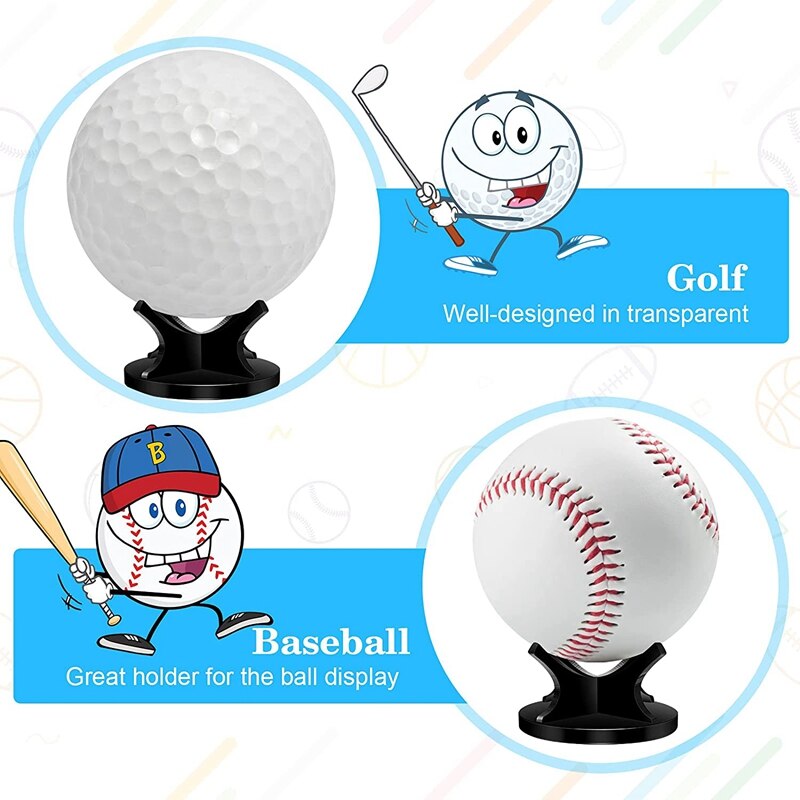 3 Pieces Acrylic Small Ball Stand Holder Sport Ball Display Rack for Baseball Golf Softball Tennis Ball