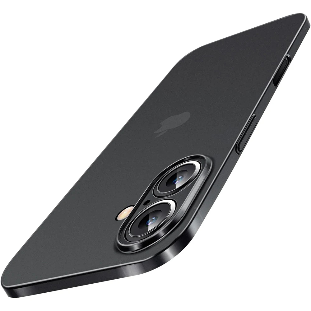 Funda ultrafina de PP de 0,3mm para iPhone 16E 16 15 14 Pro Max Plus, cubierta dura trasera mate transparente, carcasa antihuellas esmeriladas: Negro / IPhone 14 Plus