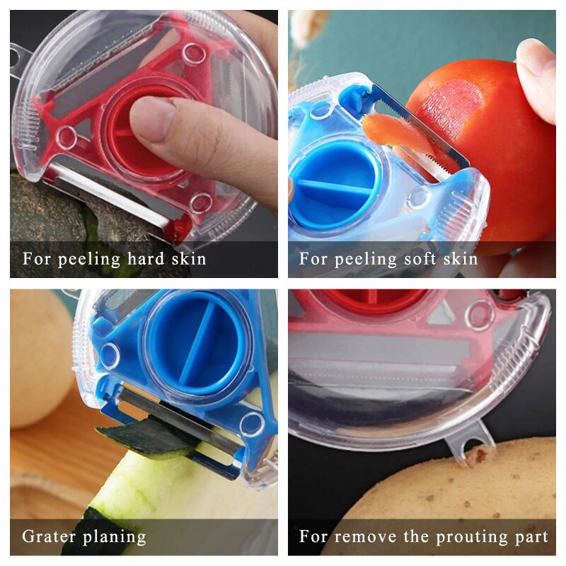 3 In 1 Peeler Slicer Shredder Peeler Julienne Cutter Multi Stainless Steel Blade Grater Zester Kitchen Accessories Rotary Peeler