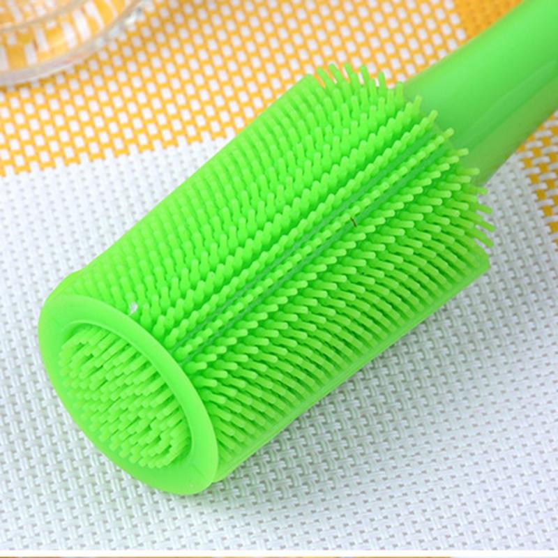 1PC Silicone Bottle Brush Long Handle Milk Bottle Cup Glass Roller Brush Cleaner Household Kitchen Cleaning Gadgets