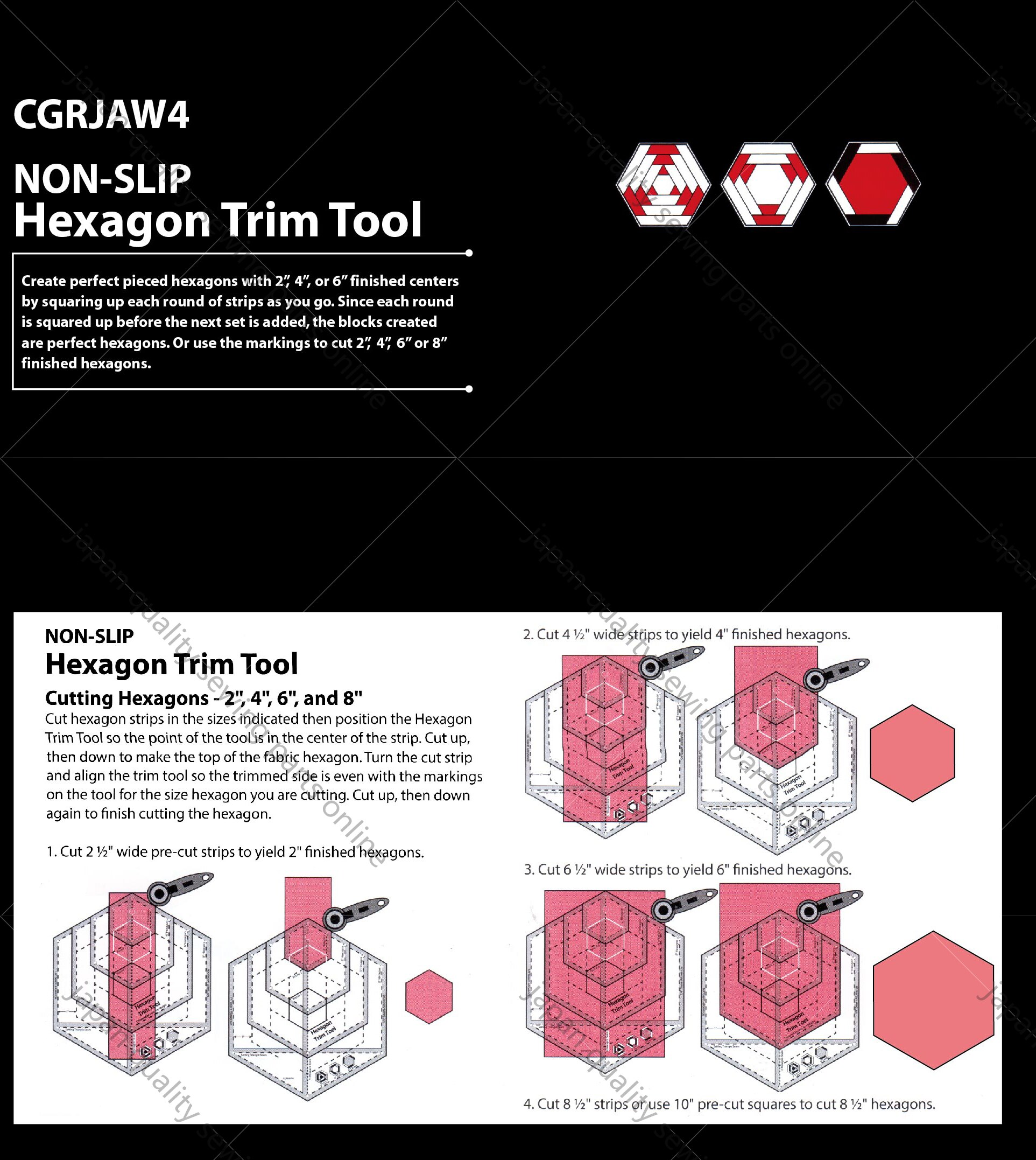 HEXAGON TRIM TOOL Quilt Ruler 2 inch to 8 inch Hex... – Grandado