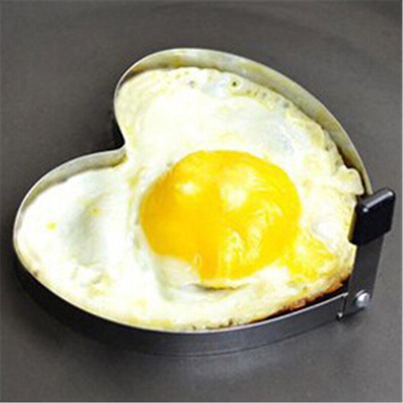 Forma adorable de corazón, huevo frito, molde de herramientas de cocina, acero inoxidable, aros de huevo, panqueque, herramientas para desayuno