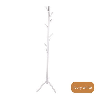 Hjem fyrretræ massivt træ bøjle stue soveværelse simpelt bøjle simpelt massivt træ gulv frakke rack: Elfenben hvid