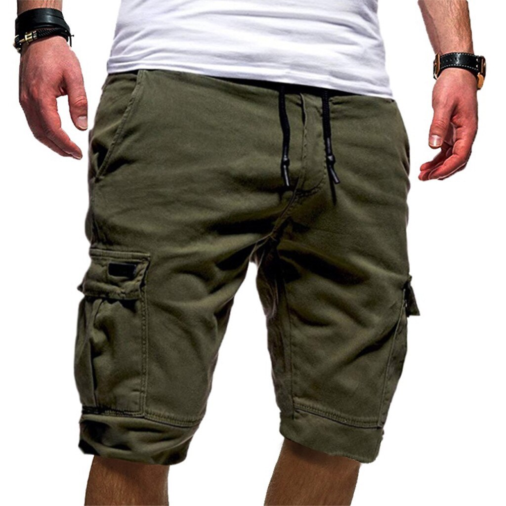 shorts til menn Fitness uformelle løse korte bukser shorts menns sportsshorts med flere lommer -selger: Militærgrønn / M