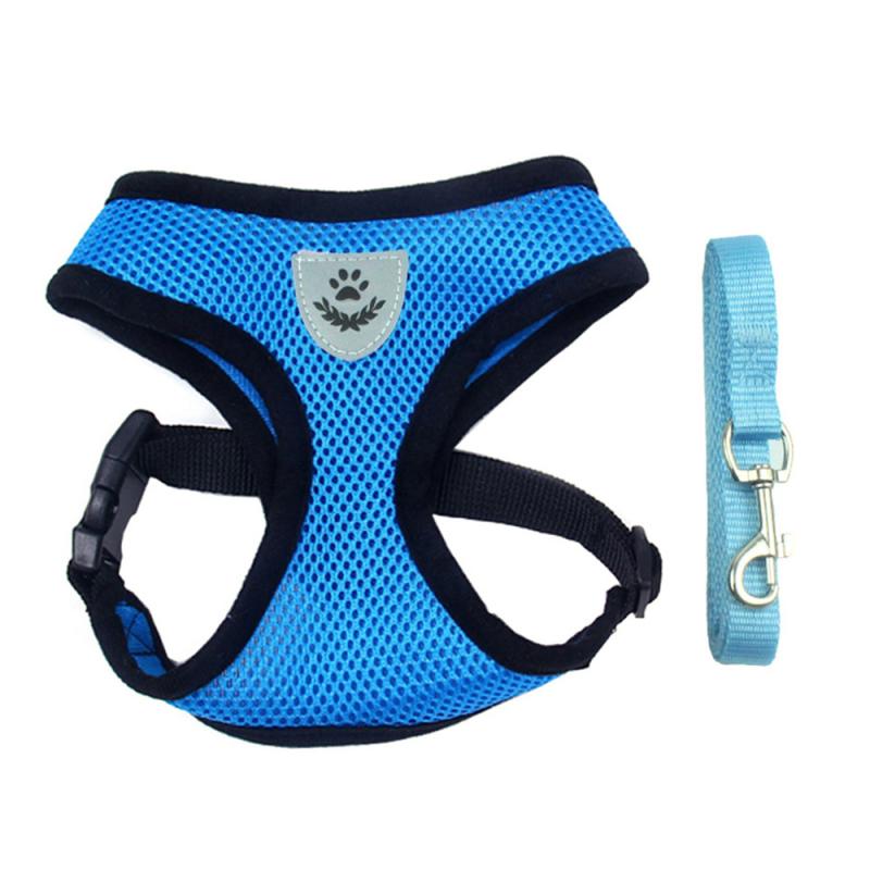 Dog Harness Vest Training Puppy Soft Mesh Pet Harness For Dogs Cats Small Nylon Chest Strap Bulldog Mascarillas Home Garden: Blue / L
