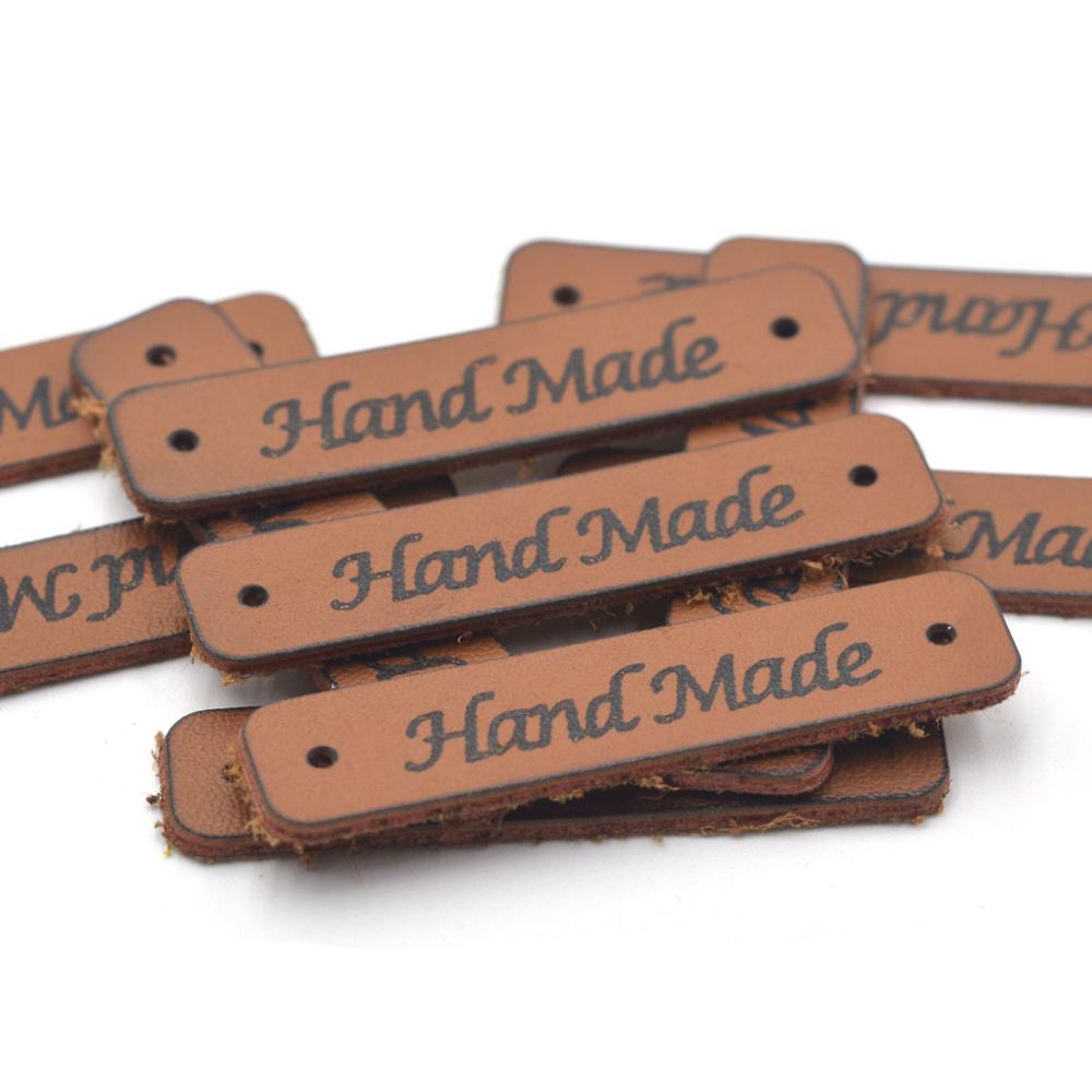 Kalaso 20 stk brun håndlavede etiketter tøj beklædningsgenstand læderetiketter håndlavede tags kasketasker sko syning diy forsyninger