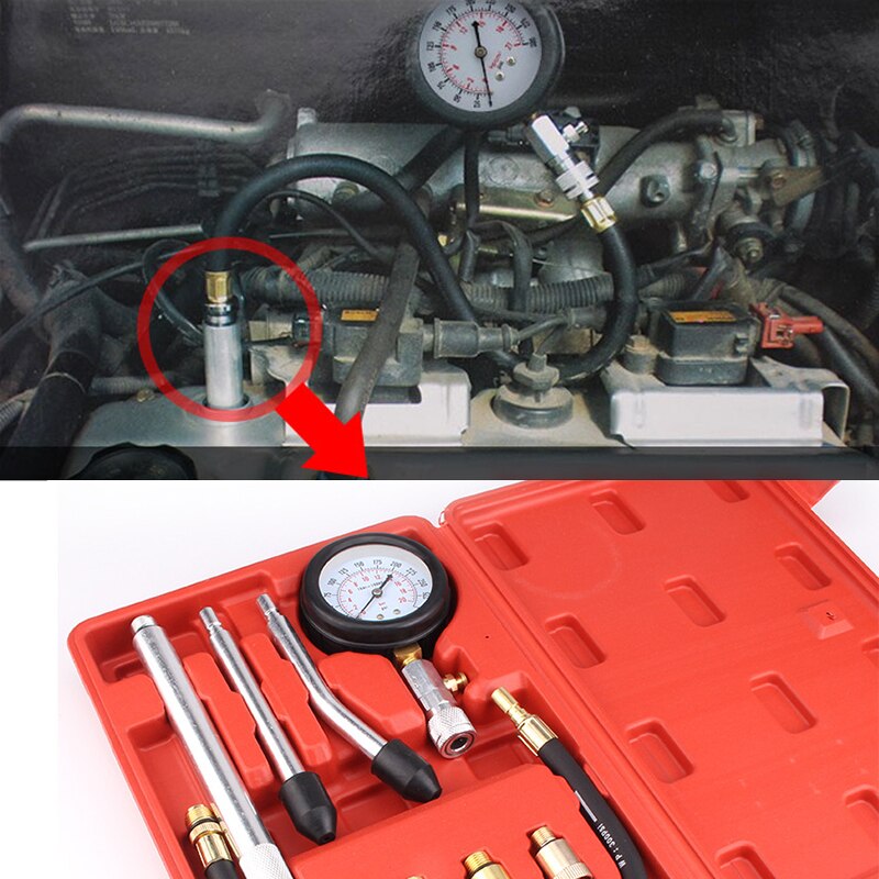 Motorcycle Pressure Gauge Adapter Compression Tester Kit Motor Auto Petrol Gas Engine Cylinder Pressure Gauge Tester